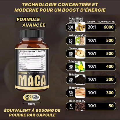 Vigorax 7-en-1 | Formule Maca Extra Forte 8050MG